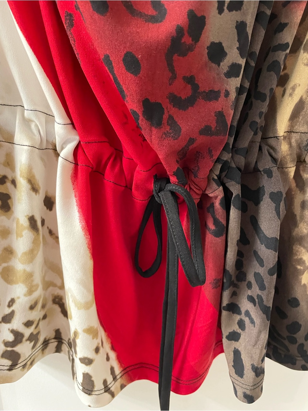 Calvin Klein Red & Beige Animal-Print Drawstring Tunic - Picture 7 of 9